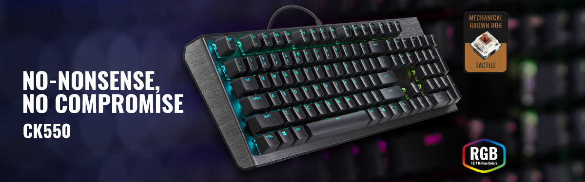 Neweggbusiness Cooler Master Ck550 Gaming Mechanical Keyboard With Rgb Backlighting Brushed Aluminum Design Floating Keycaps On The Fly Controls And Hybrid Key Rollover Brown Mechanical Switch