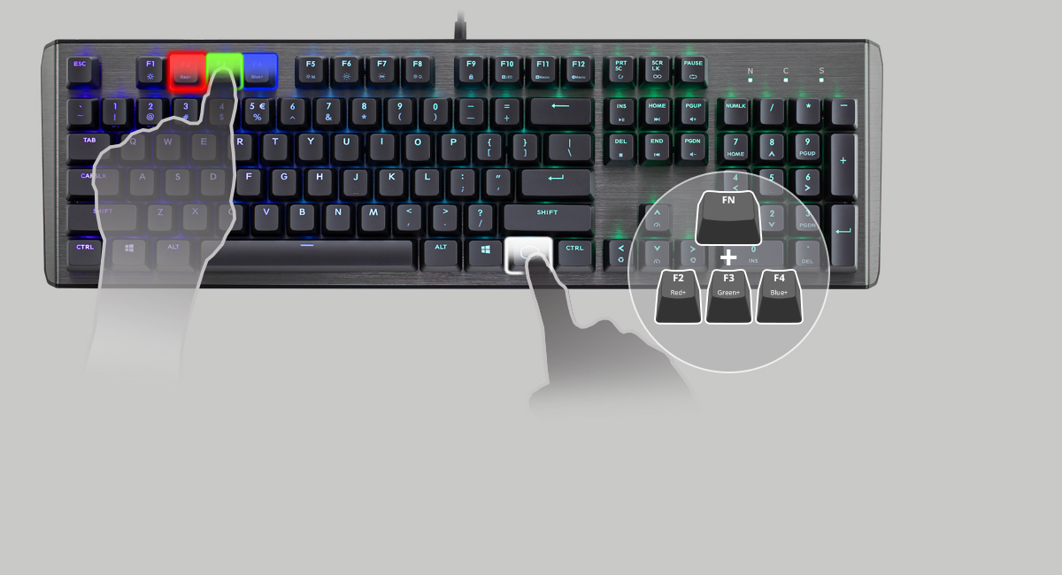 Cooler Master Ck550 Gaming Mechanical Keyboard With Rgb Backlighting Brushed Aluminum Design Floating Keycaps On The Fly Controls And Hybrid Key Rollover Blue Mechanical Switch Newegg Com