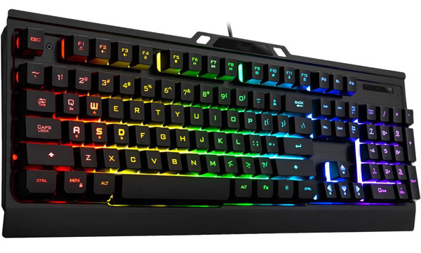 ROSEWILL NEON K54 keyboard with rainbow RGB lighting effect on