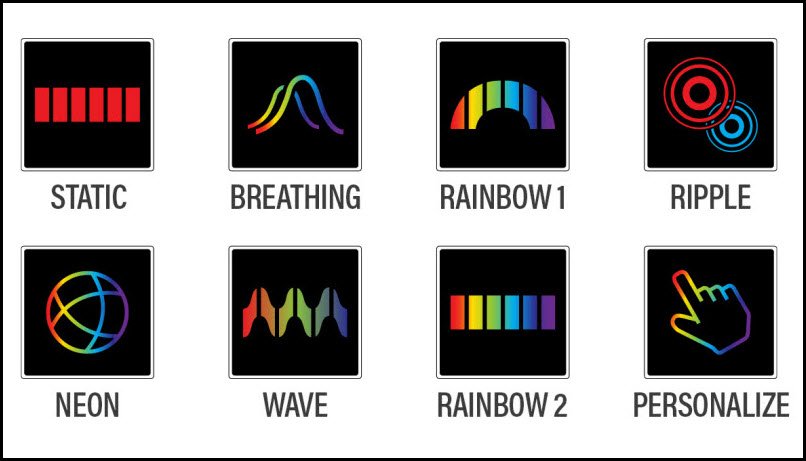 logos of 8 RGB backlit modes
