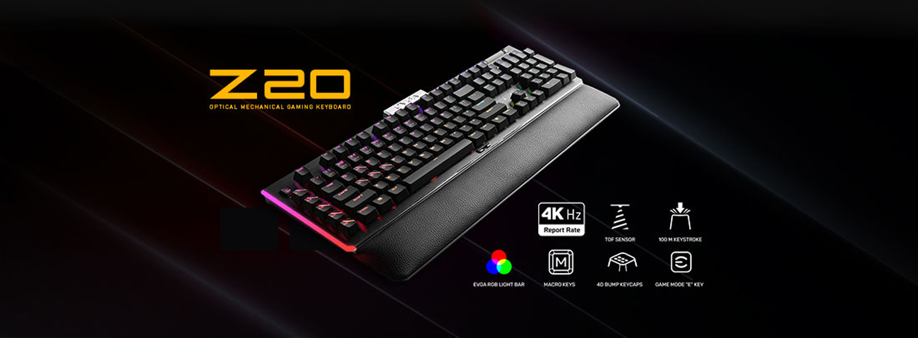 EVGA Z20 RGB Optical Mechanical Gaming Keyboard, Optical Mechanical Switches (Clicky), 812-W1-20US-KR並行輸入