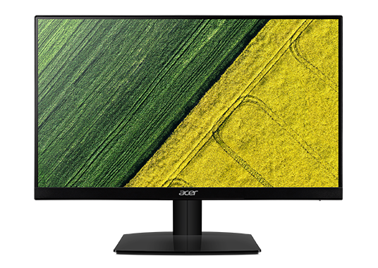 acer monitor with a green and yellow pattern as screen