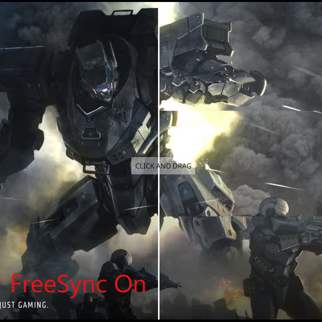 a visual comparison between FreeSync on and off