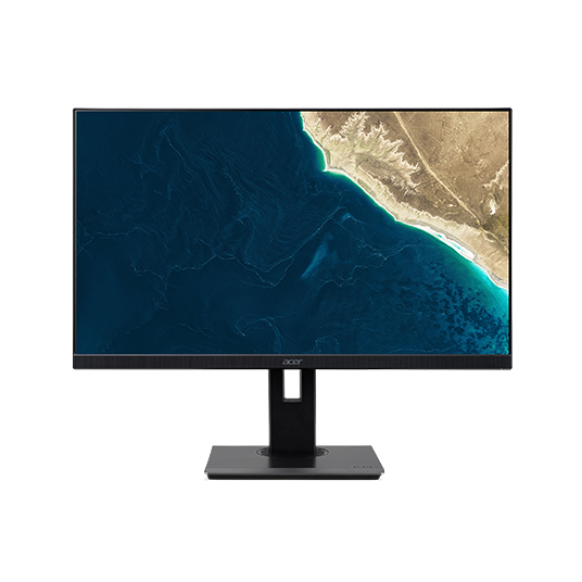 a monitor with a sea view as screen
