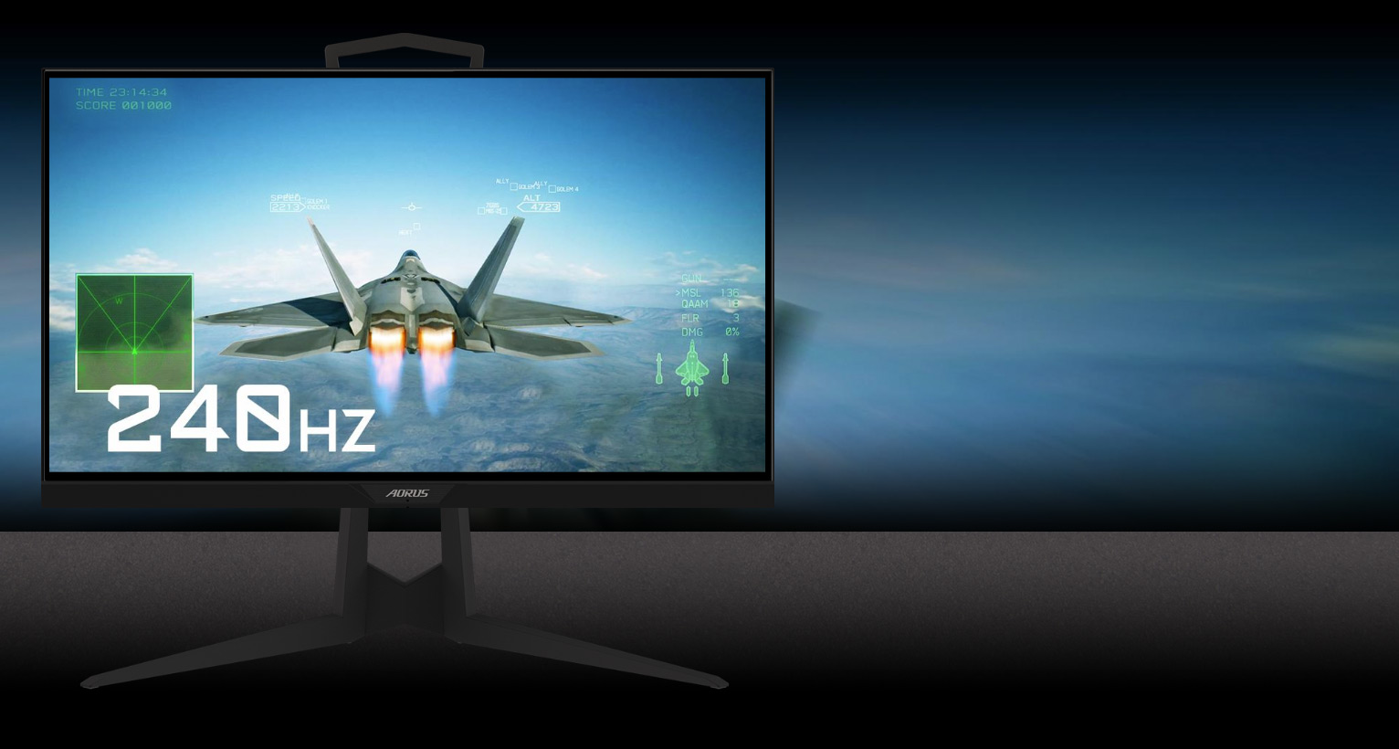 a fighter plane as the screenshot to show the effect of 240HZ