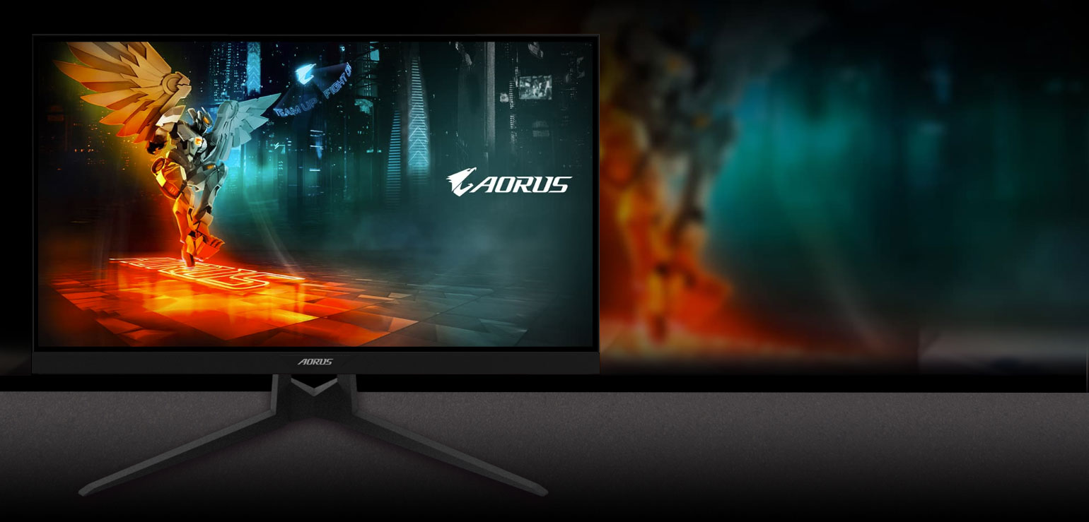 GIGABYTE AORUS FI27Q 27 Monitor Angled to the Right with 90% DCI-P3 to show more powerful and sharper 