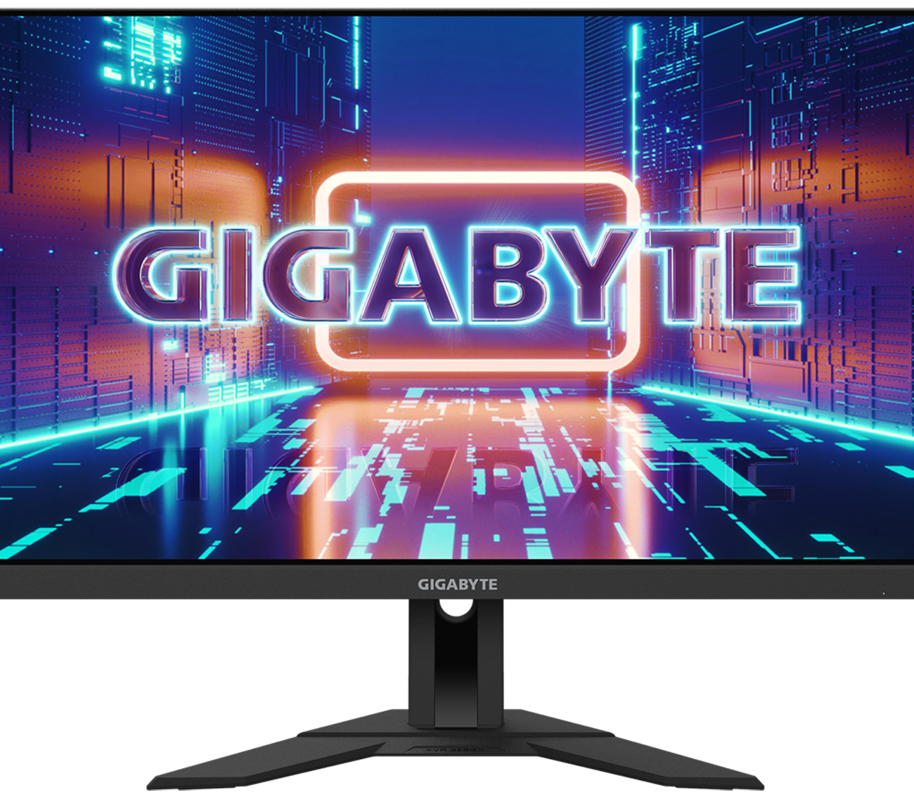 Hero Image: big Gigabyte logo on the center of gaming display. 