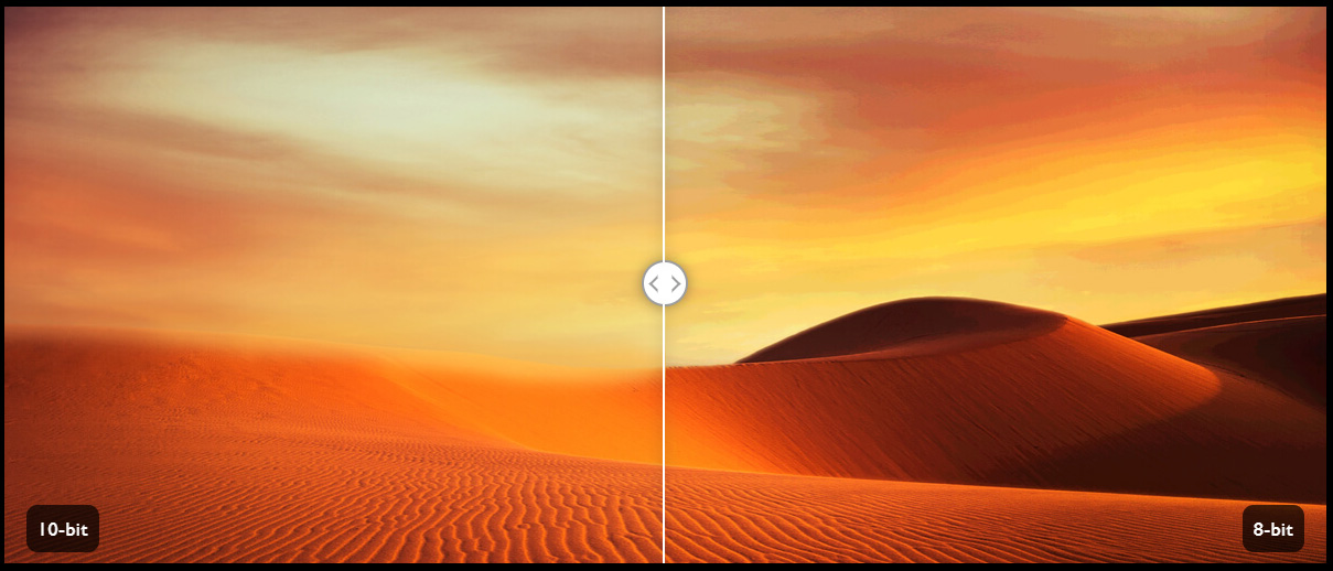 10-bit versus 8-bit comparison of a desert dune