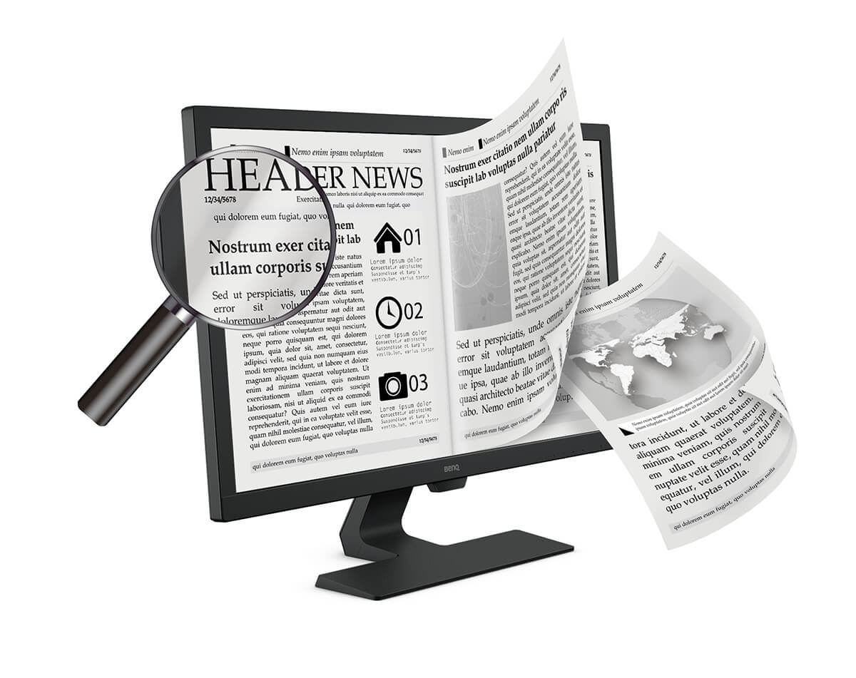 a monitor with a paper image as screen