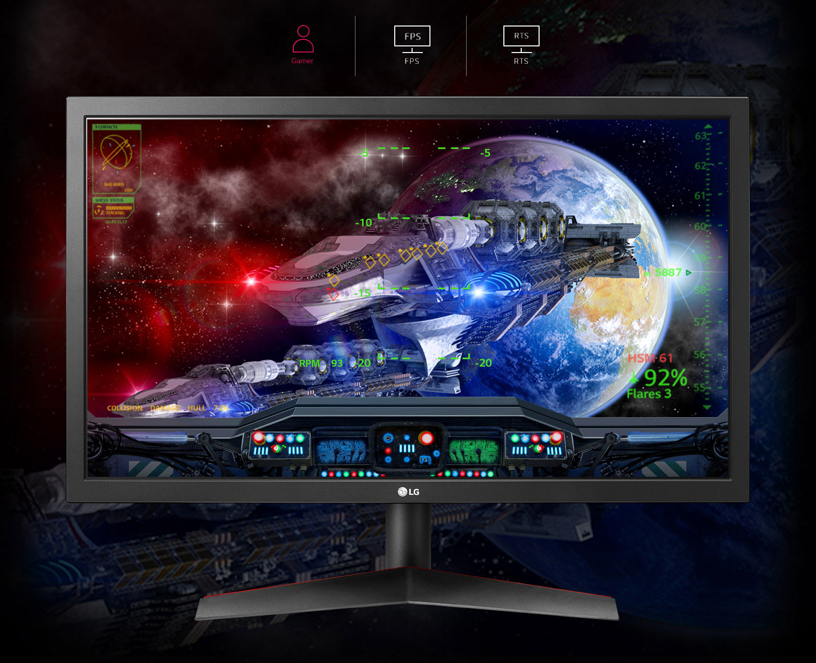 the detail of a spaceship as screenshot of monitor