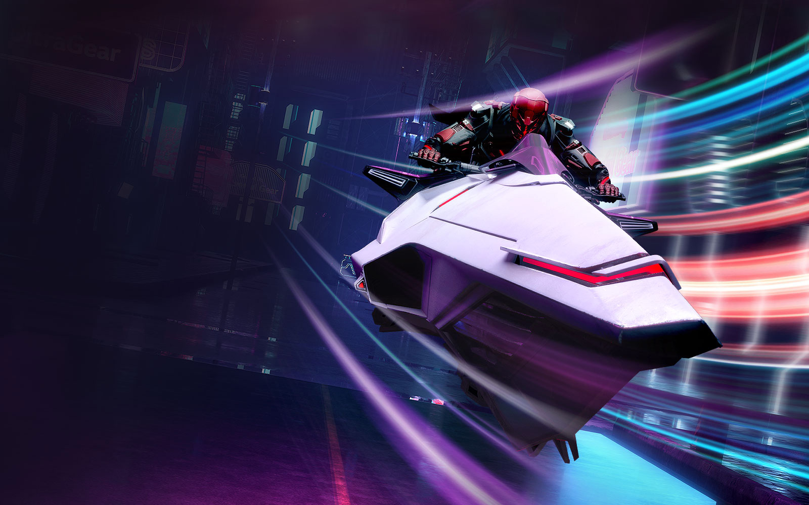 a robot is riding a spaceship