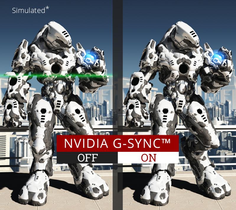 one image splited into two, showing different effect between nvidia g-sync on and off