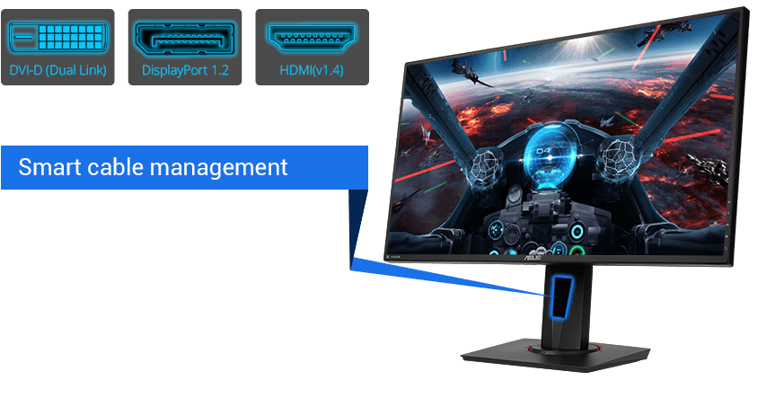 Asus Vg279q 27 Full Hd 19 X 1080 1ms Mprt 144 Hz Dvi Hdmi Displayport Freesync Amd Adaptive Sync Built In Speakers Height Adjustable Gaming Monitor Newegg Com