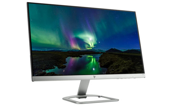 HP 24ES Facing to the right showing an image of aurora borealis