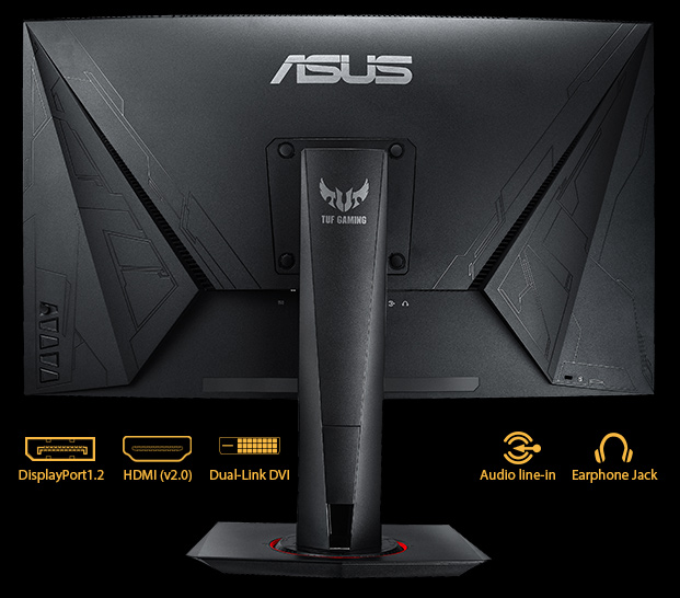 ASUS TUF Gaming VG27VQ 27 inch 165Hz Curved Gaming Monitor Full HD (1920x1080) Extreme Low Motion Blur™, Adaptive-sync, Freesync™ Premium,1ms (MPRT) 31 Pic rich connectivity 110919