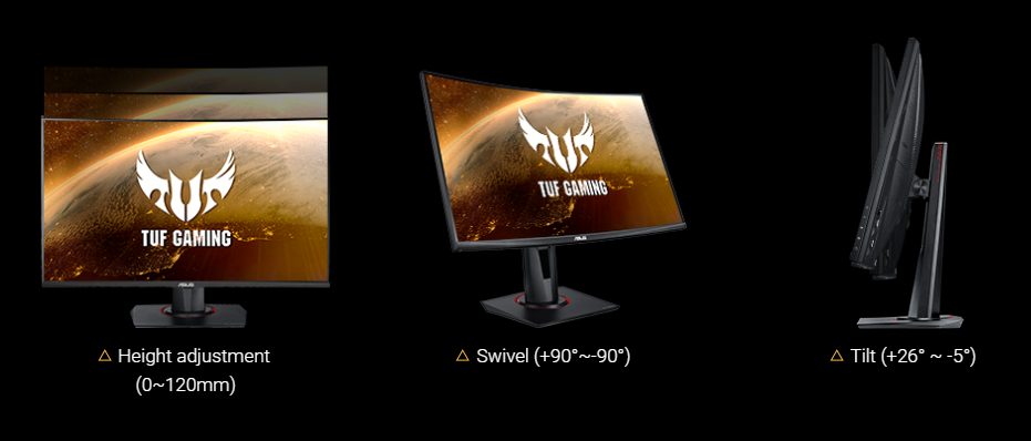 four difference angles of the ASUS monitor