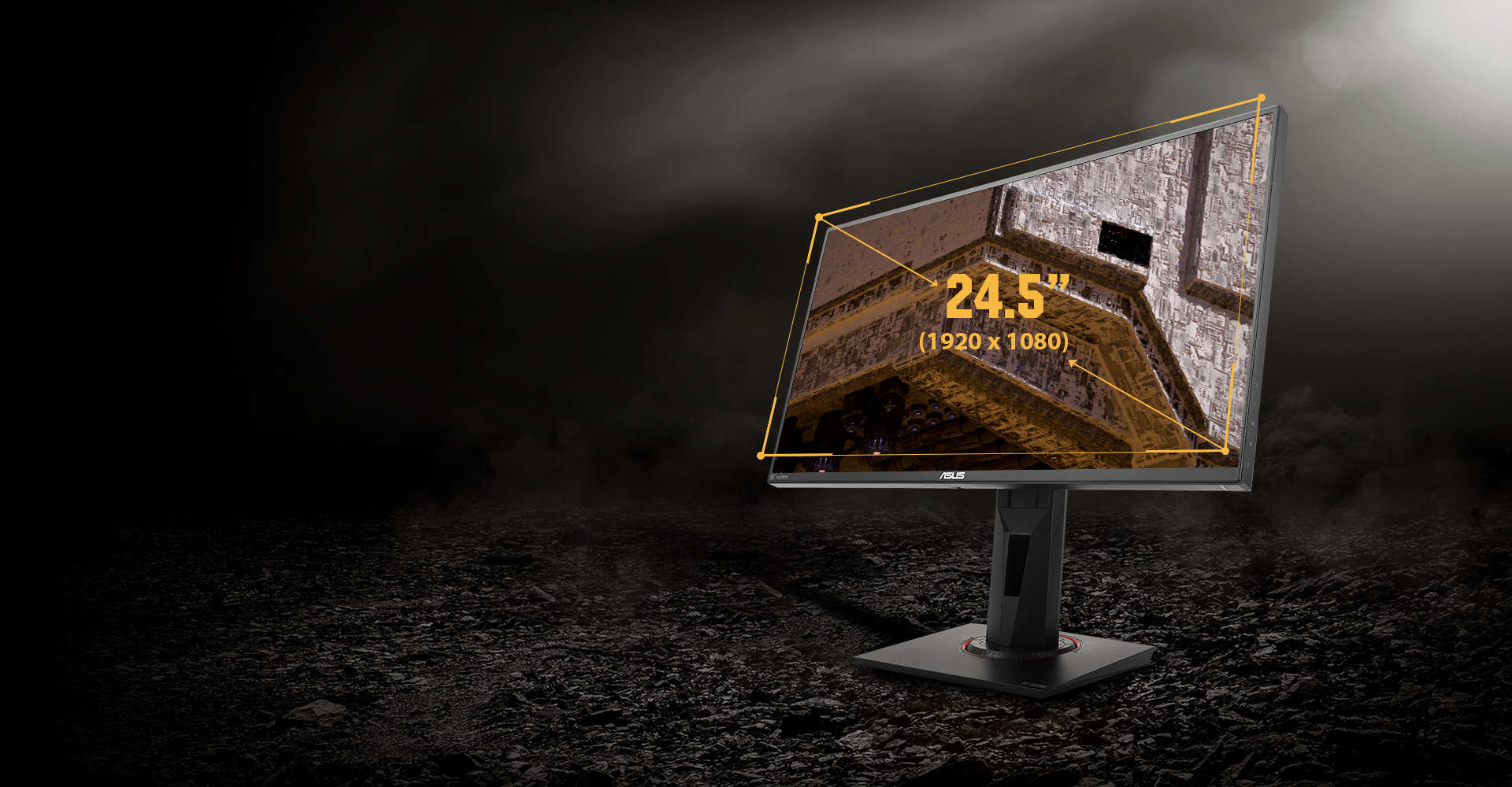the ASUS monitor facing left showing the screen size is 35-inch