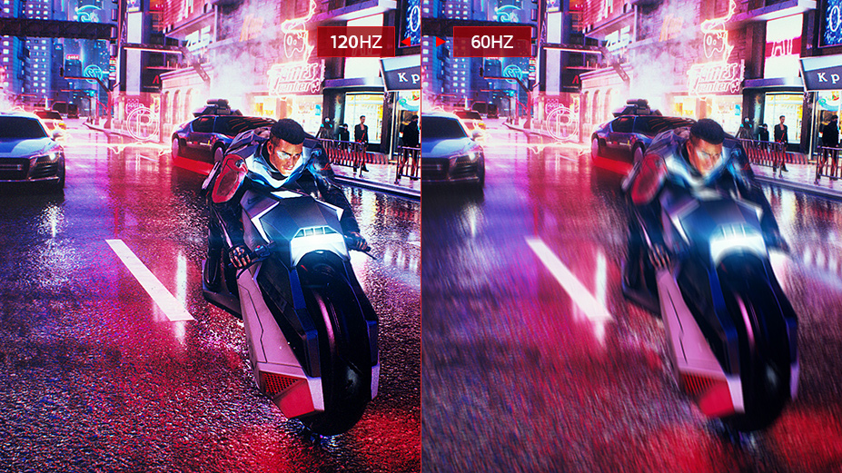  two same images showing different effect between 120hz and 60hz
