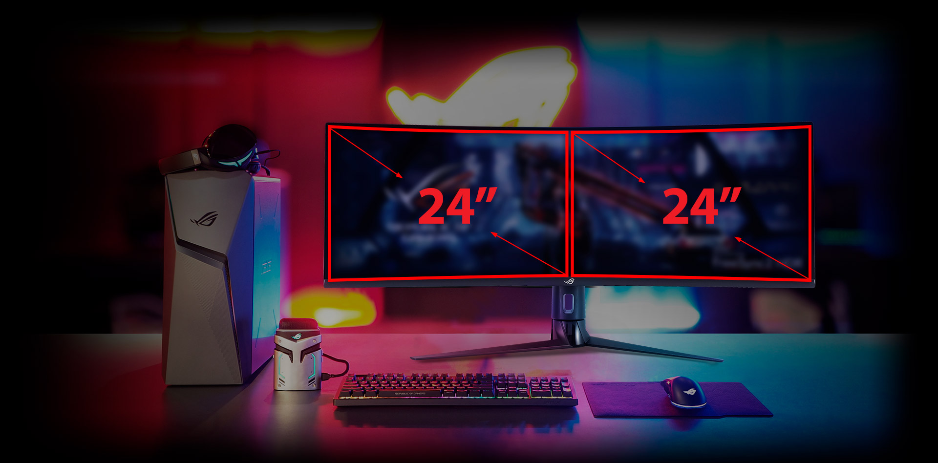 the width of the monitor is as 24 inch plus 24 inch side by side