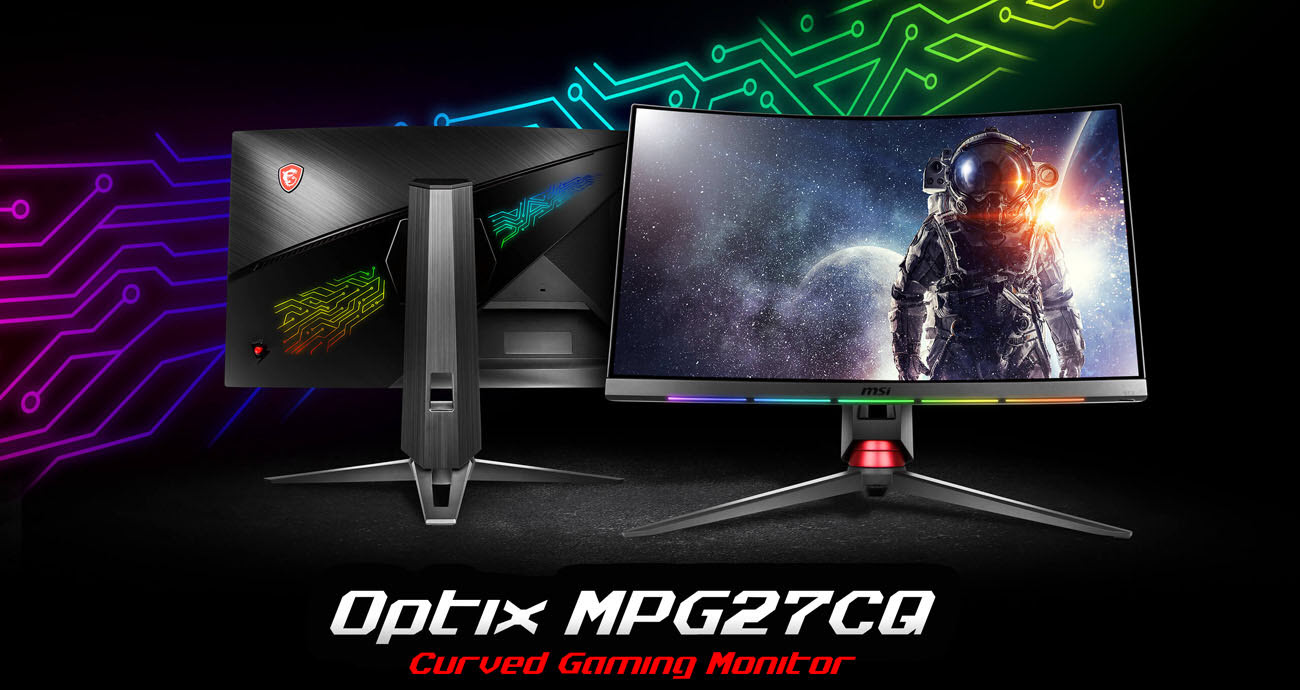 front and rear views of MSI Optix MPG27CQ curved gaming monitor