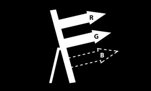 RGB less blue light design icon