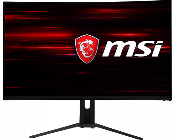 Optix monitor with MSI logo in the center as screen
