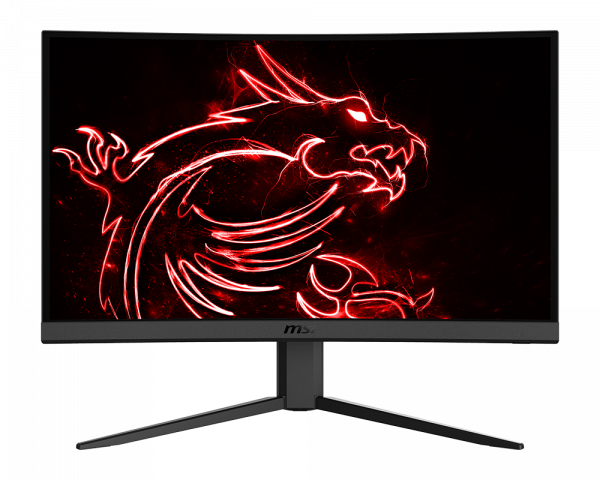 Optix monitor with MSI logo in the center as screen
