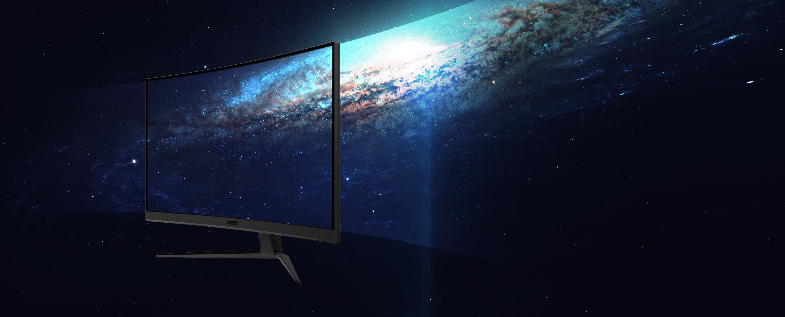 a monitor with a space image as screen showing the effect of 178 degrees of angle