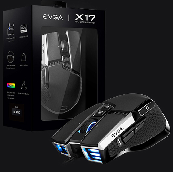 EVGA X17 Gaming Mouse, Wired, Black, Customizable, 16,000 DPI, 5 Profiles, 10 Buttons, Ergonomic 903-W1-17BK-KR Sohe Life #1 Lifestyle Gadget Store Singapore e-commerce one stop