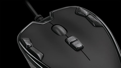 Closeup of the top of the Logitech G300S gaming mouse