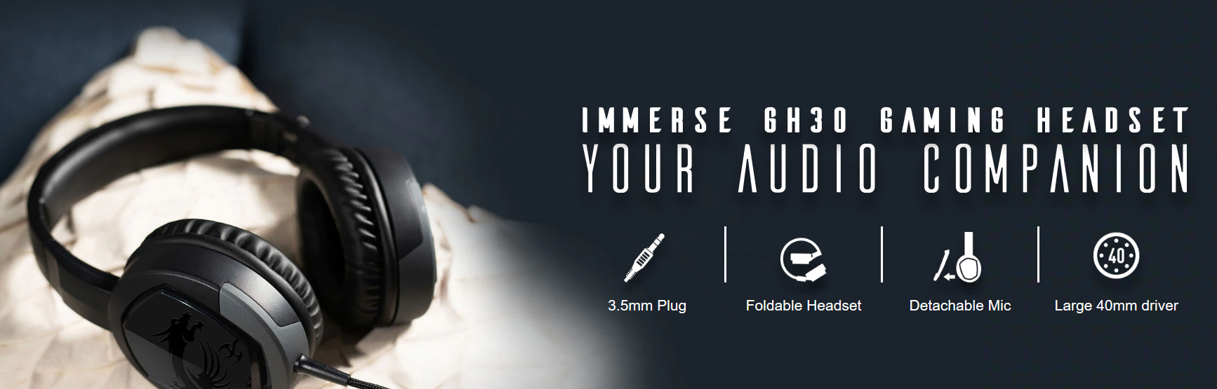 MSI Immerse GH30 V2 3.5mm Connector Circumaural Headset