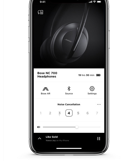 Music app control Bose Noise Cancelling Headphones 700