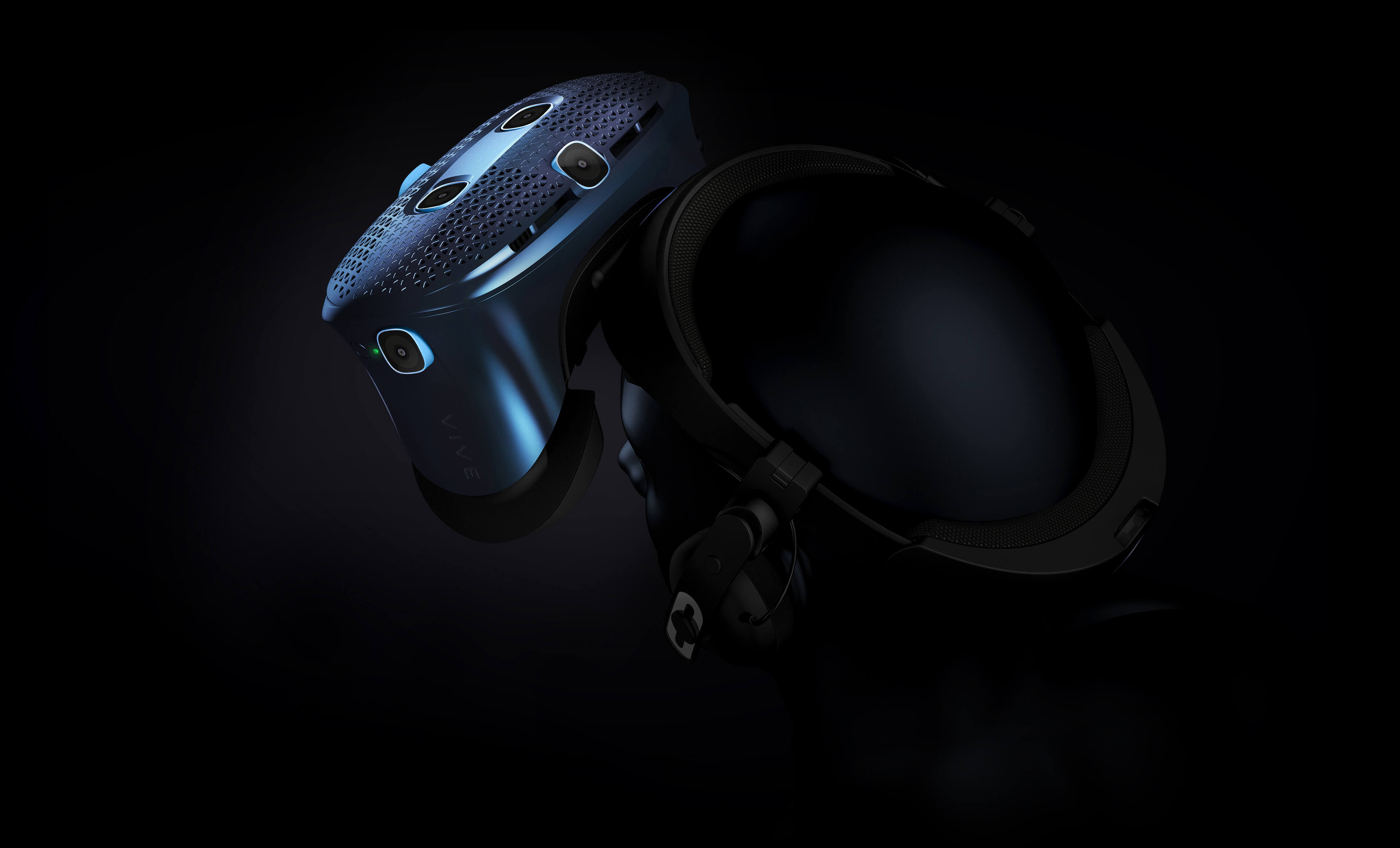 detail of the HTC VR headset's Flip-up design
