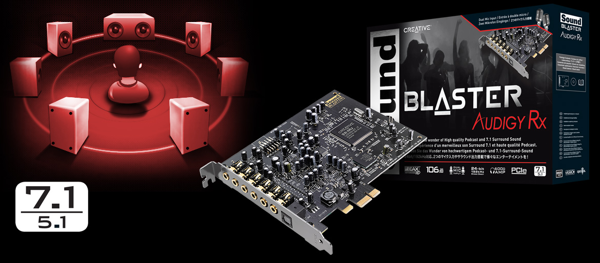 Creative Sound Blaster Audigy RX 7.1 PCIe Sound Card with 600 ohm AMP