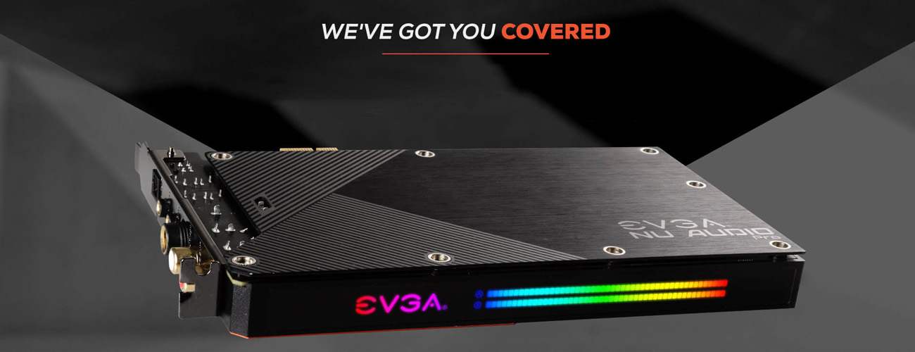 EVGA NU Audio Pro Cards facing forward