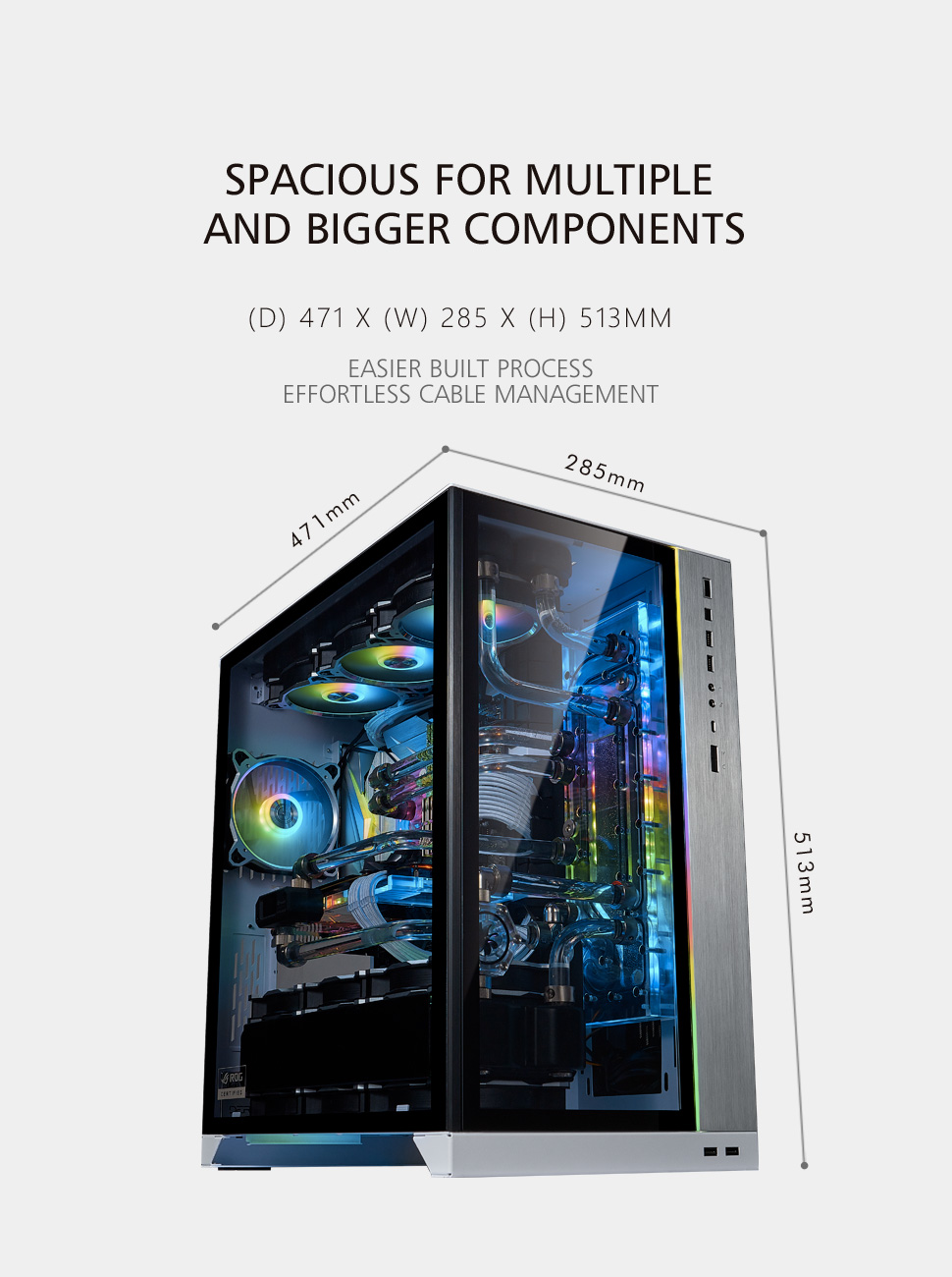 Neweggbusiness Lian Li O11 Dynamic Xl Rog Certificated White Color Tempered Glass On The Front And Left Side E Atx Atx Full Tower Gaming Computer Case O11d Xl W