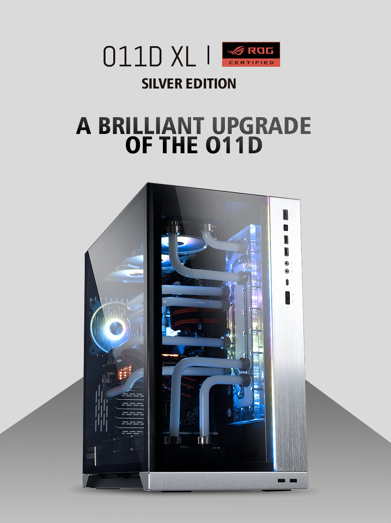 Lian Li O11 Dynamic Xl Rog Certificated Silver Color Tempered Glass On The Front And Left Side E Atx Atx Full Tower Gaming Computer Case O11d Xl A Newegg Com