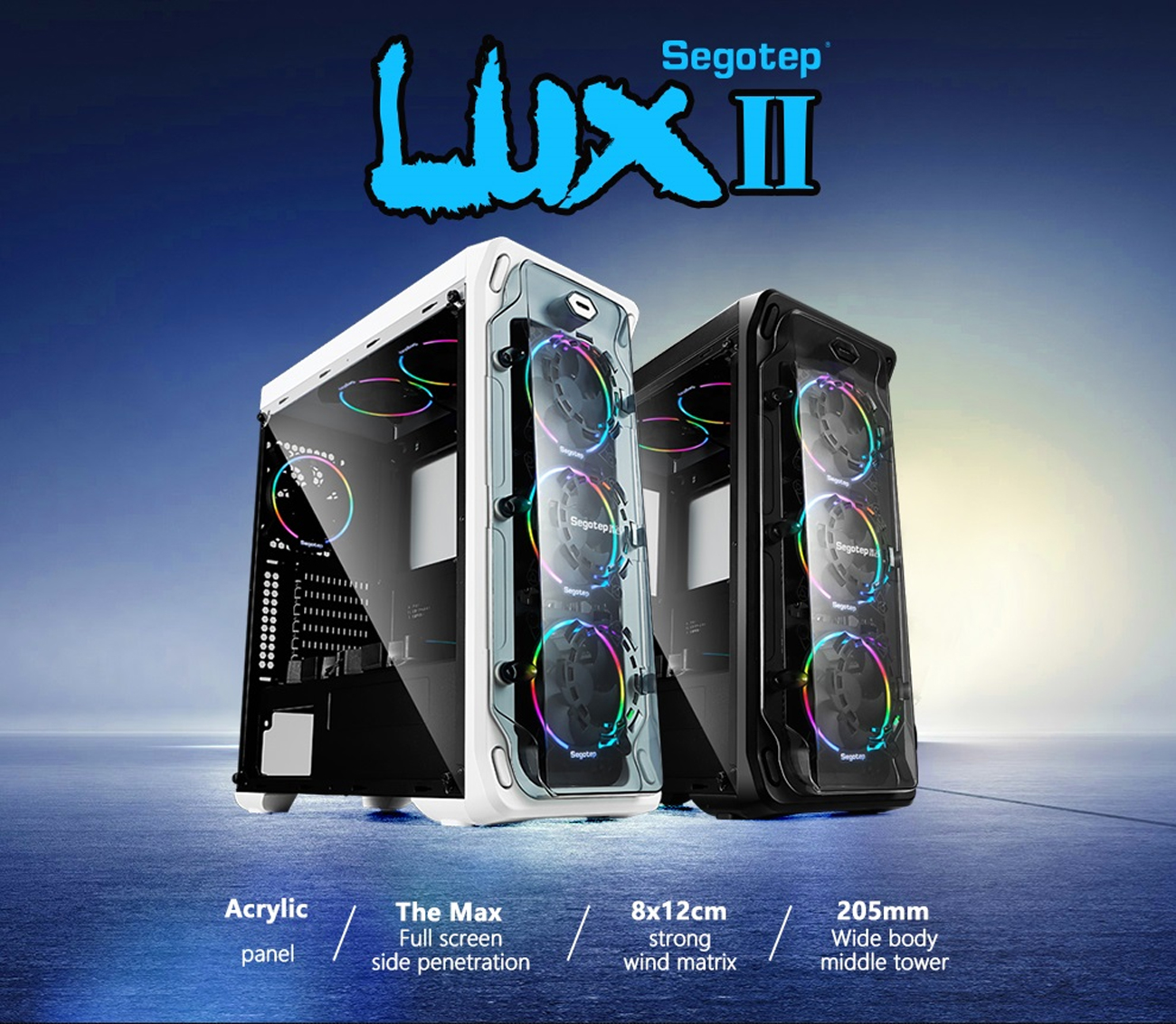 Segotep LUX  Gaming  Computer Case PC White USB 3 0 