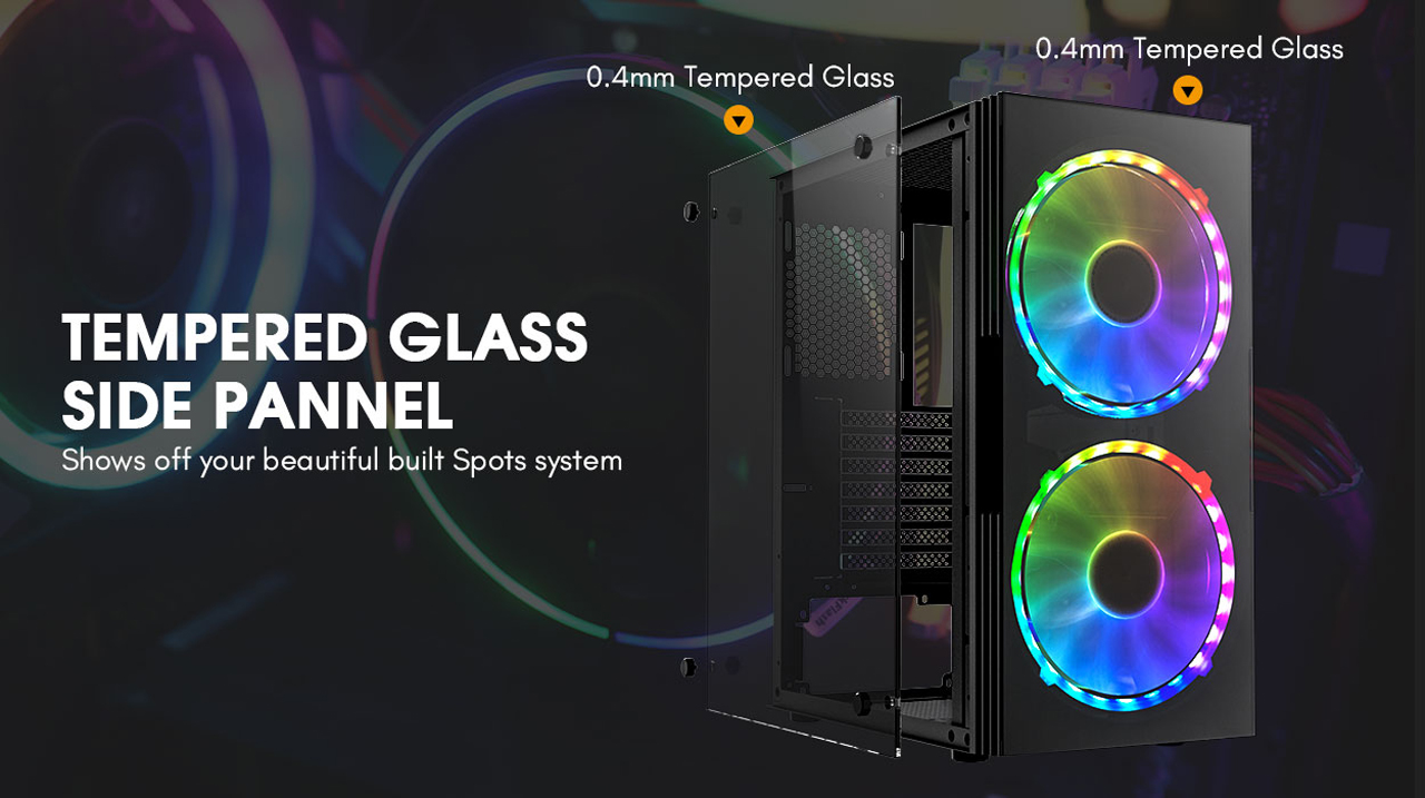 darkFlash BF1 ATX Mid Tower Gaming Tempered Glass Panel Window Computer