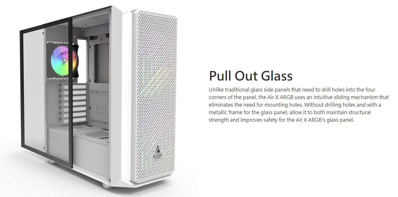 Pull Out Glass// Metallic Diamond Mesh Front Panel// 200 mm ARGB Fans2 /& 120mm ARGB Fan1 Pre-Installed Black ATX Mid-Tower Case// Super High Airflow// Tempered Glass Side Panel Montech Air X ARGB