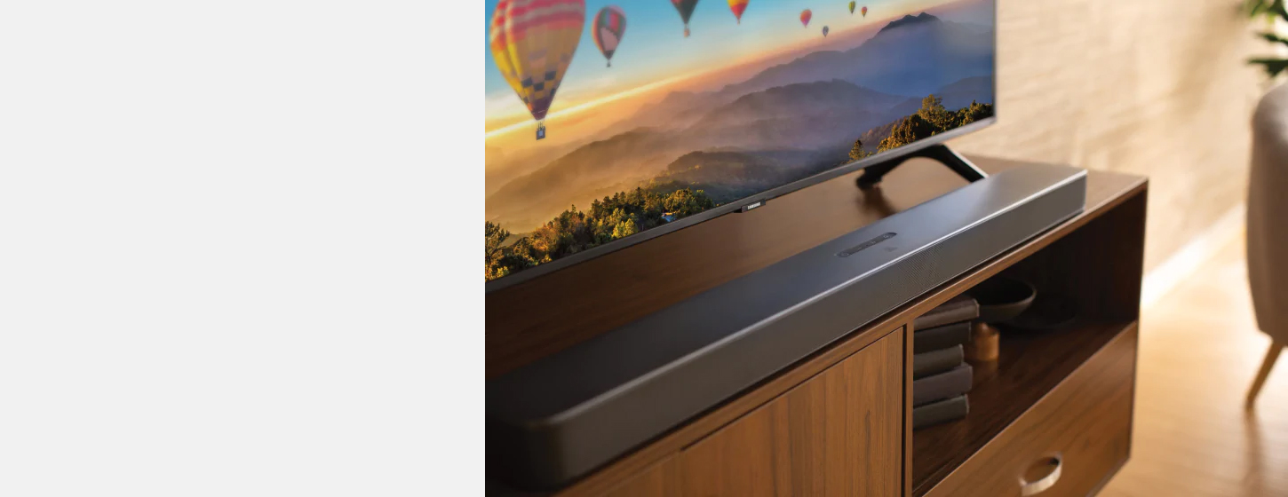 JBL Bar 5.1 Surround Soundbar is placed on the TV cabinet
