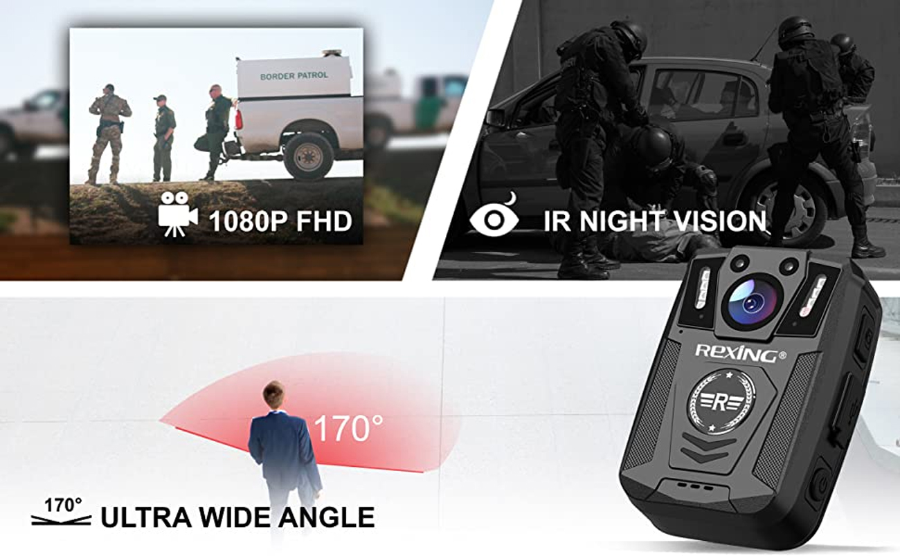 Rexing P1 Body Worn Camera, 2” Display 1080p Full HD, 64G Memory,Record