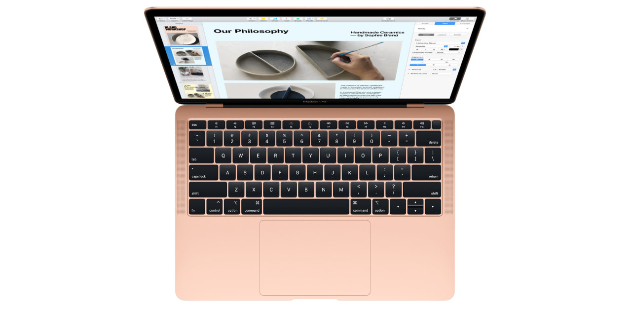 top view of a Rose Gold MacBook Air