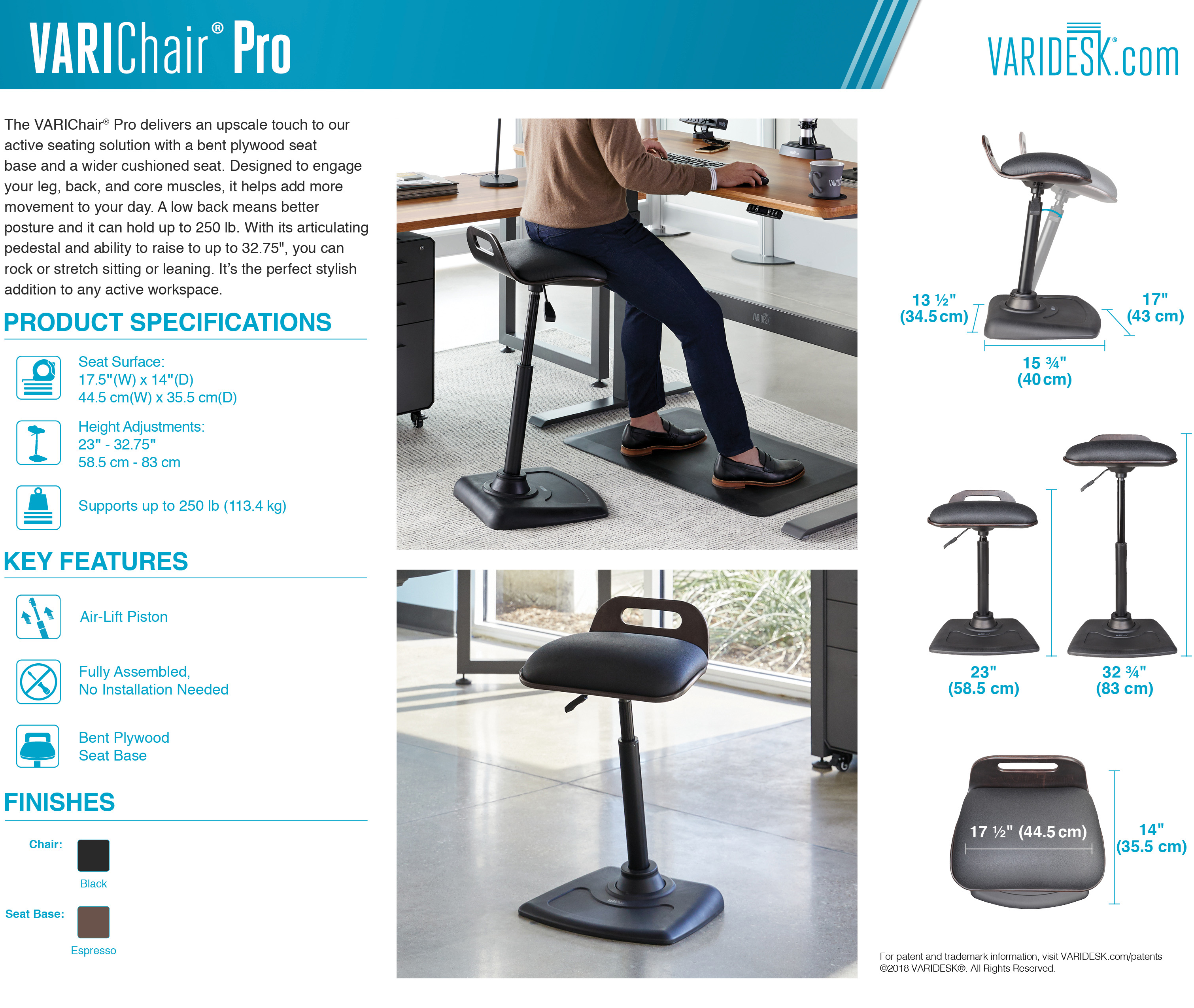 Varidesk Varichair Pro Adjustable Standing Desk Chair Newegg Com
