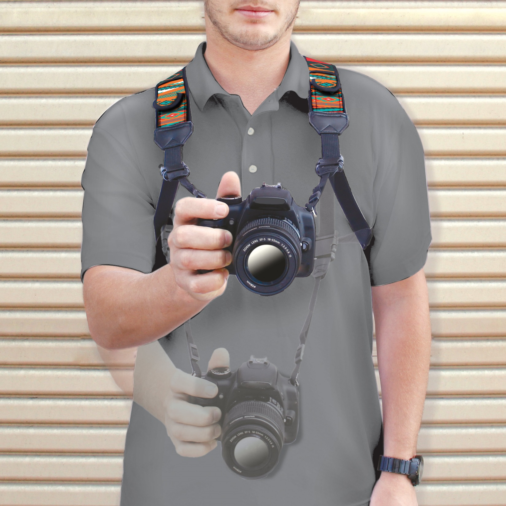 Camera Strap Chest Harness with Southwest Neoprene and Accessory