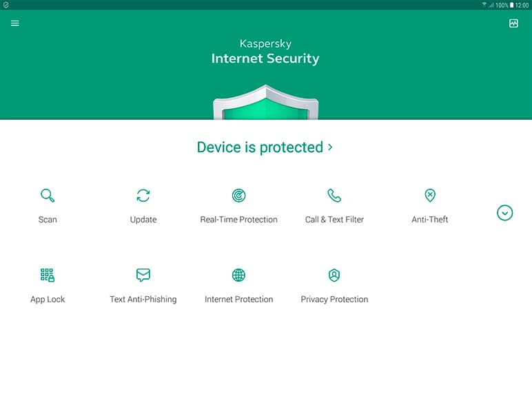 Kaspersky Internet Security Device is protected screen