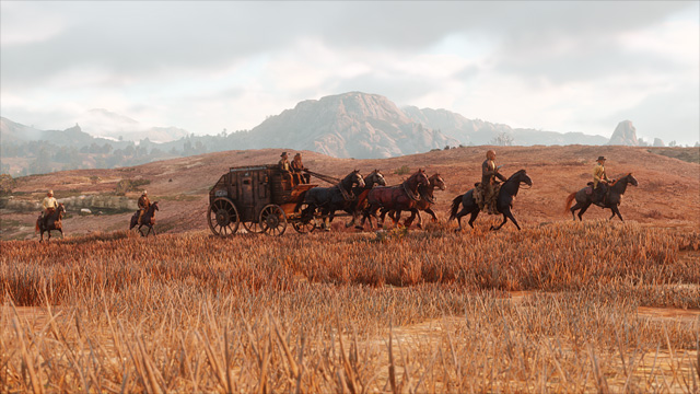 screenshot6 for Red Dead Redemption 2 showing a group of people traveling on horses
