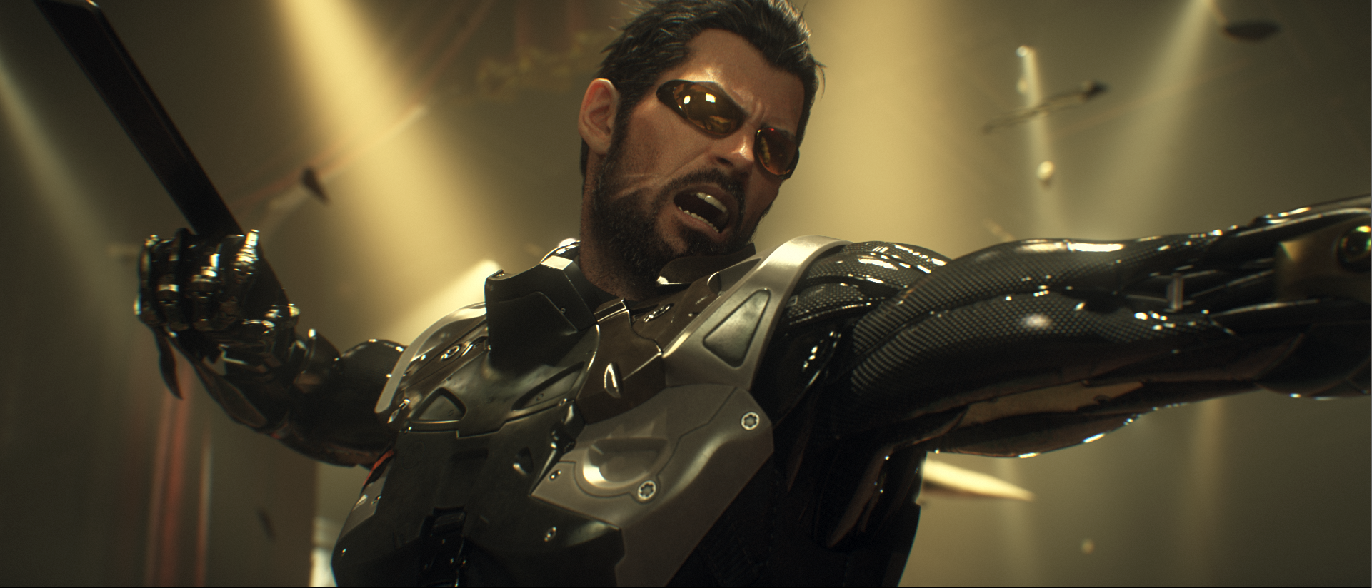 Deus Ex Mankind Divided Screenshot Showing the Main Character in a Punching Motion
