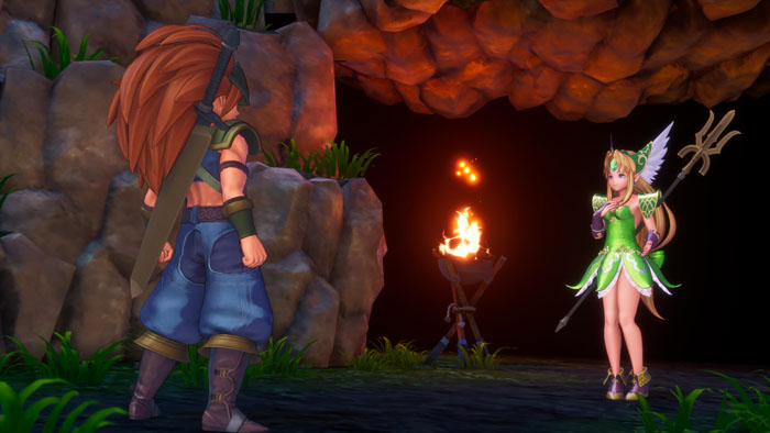 screenshot3 for Trials of Mana showing a male hero meeting a female character
