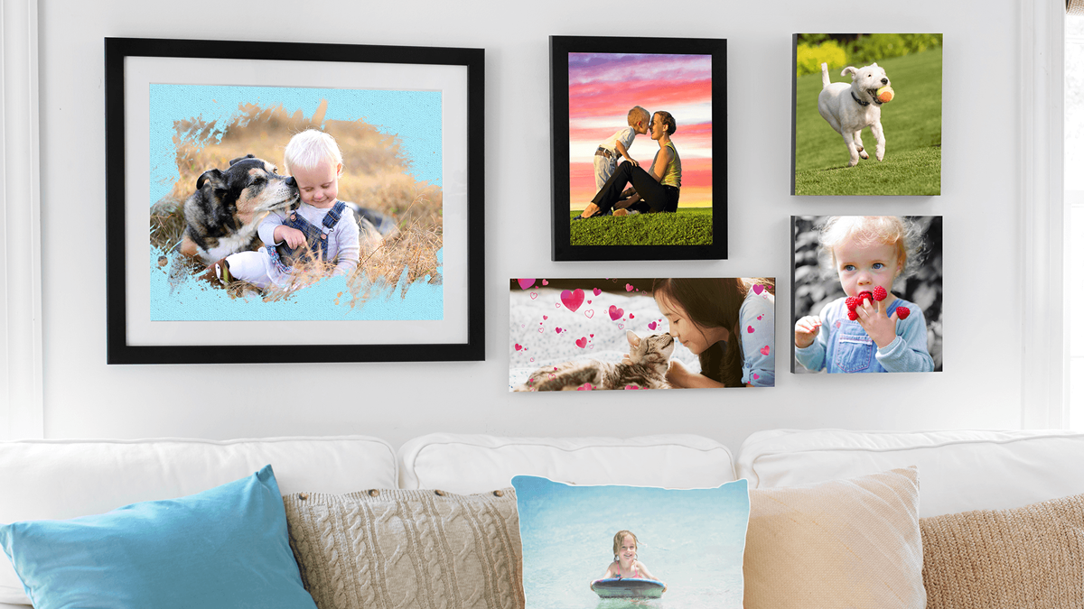 Photos are printed out, placed in frames, and hung on the wall.